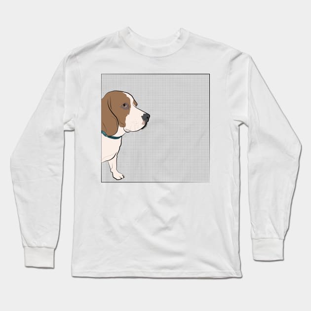 Animal Vignette : Beagle Long Sleeve T-Shirt by Crafting Yellow